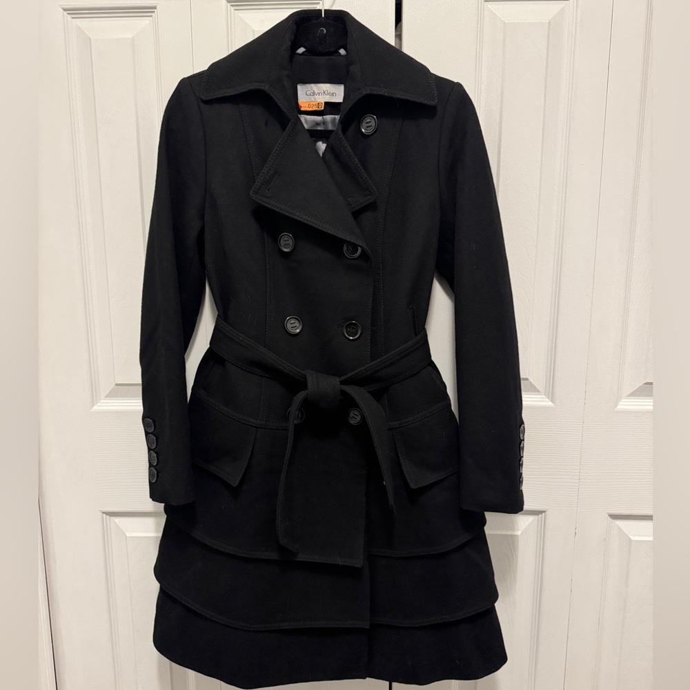 Calvin Klein Double Breasted Tiered Coat